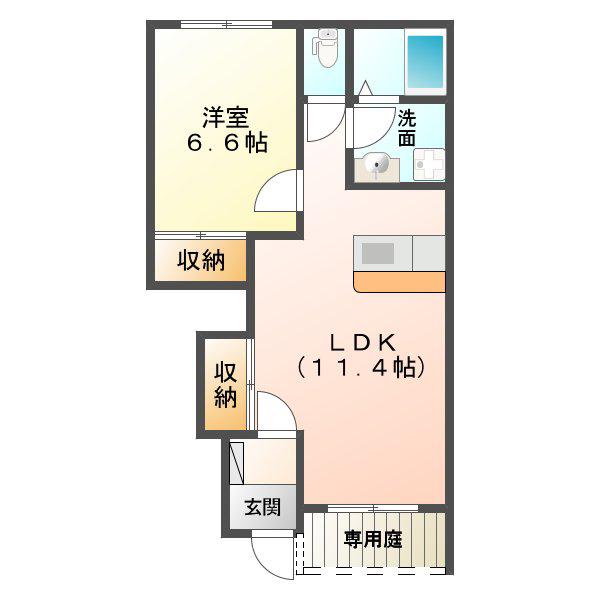 ラピュタ参番館(1LDK/1階)の間取り写真