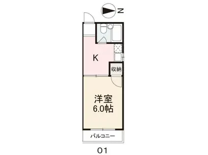 コートオリーブIII(1K/1階)の間取り写真