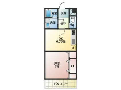 VULCAN城山(1DK/5階)の間取り写真