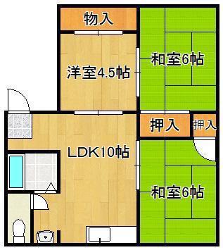 コーポマタケB(3LDK/2階)の間取り写真