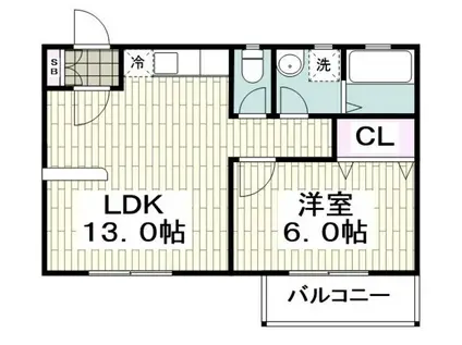 パークハイツI(1LDK/2階)の間取り写真