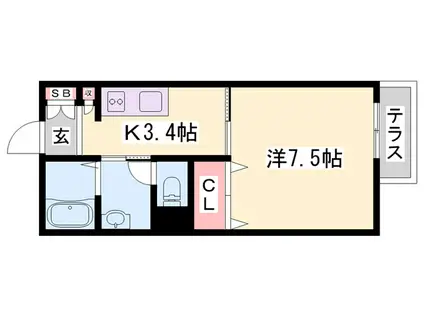IN STAGE繁昌I C棟(1K/1階)の間取り写真