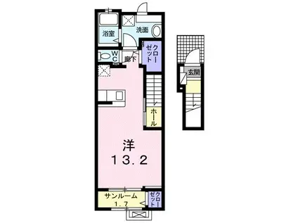 グレイスガーデン松森II(ワンルーム/2階)の間取り写真