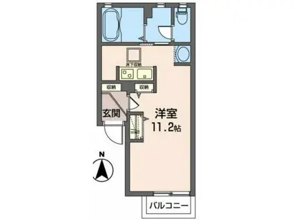 カーム連坊(ワンルーム/1階)の間取り写真