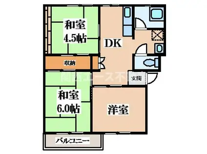 香里三井C団地(3DK/5階)の間取り写真