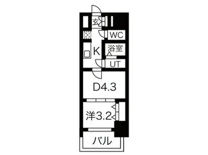 メイクス鶴舞II(1DK/2階)の間取り写真