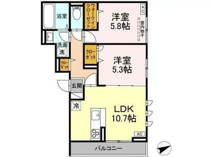 D-RESIDENCE川口B(2LDK/3階)の間取り写真