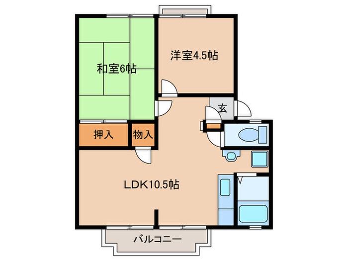 タウンメープルI(2LDK/2階)の間取り写真