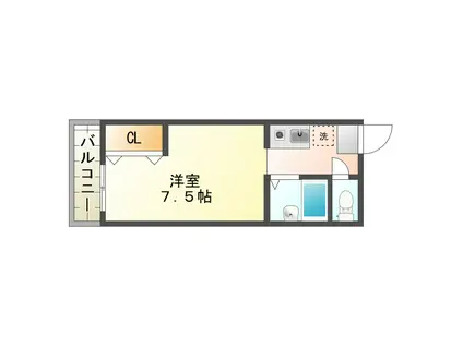 セオコート朝霧(1K/1階)の間取り写真