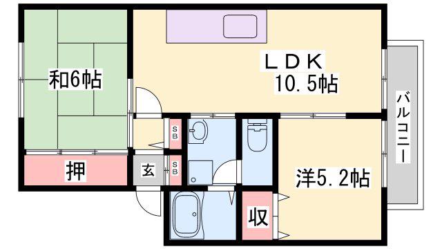 シャルマンコートB棟(2LDK/2階)の間取り写真
