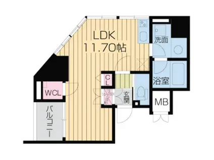 フォレステージュ西本町(1K/7階)の間取り写真