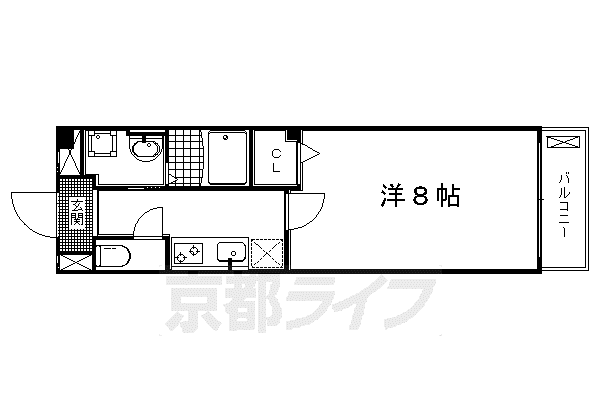 プラシード鳥羽I(1K/1階)の間取り写真