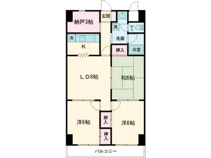 ダイアナマンション熊谷(3SLDK/4階)の間取り写真
