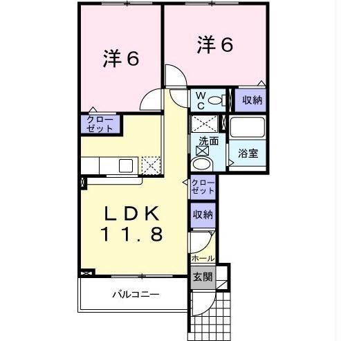 メゾンKT7号棟(2LDK/1階)の間取り写真