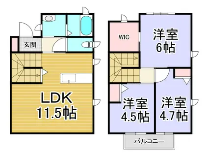 レバント B(3LDK/1階)の間取り写真