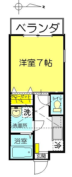 エピナール(1K/2階)の間取り写真