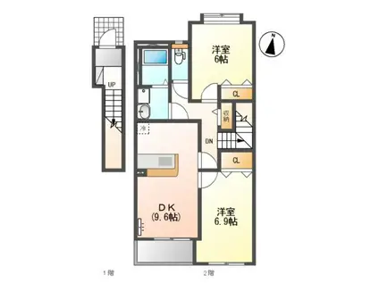 CENTURY椿C(2DK/2階)の間取り写真