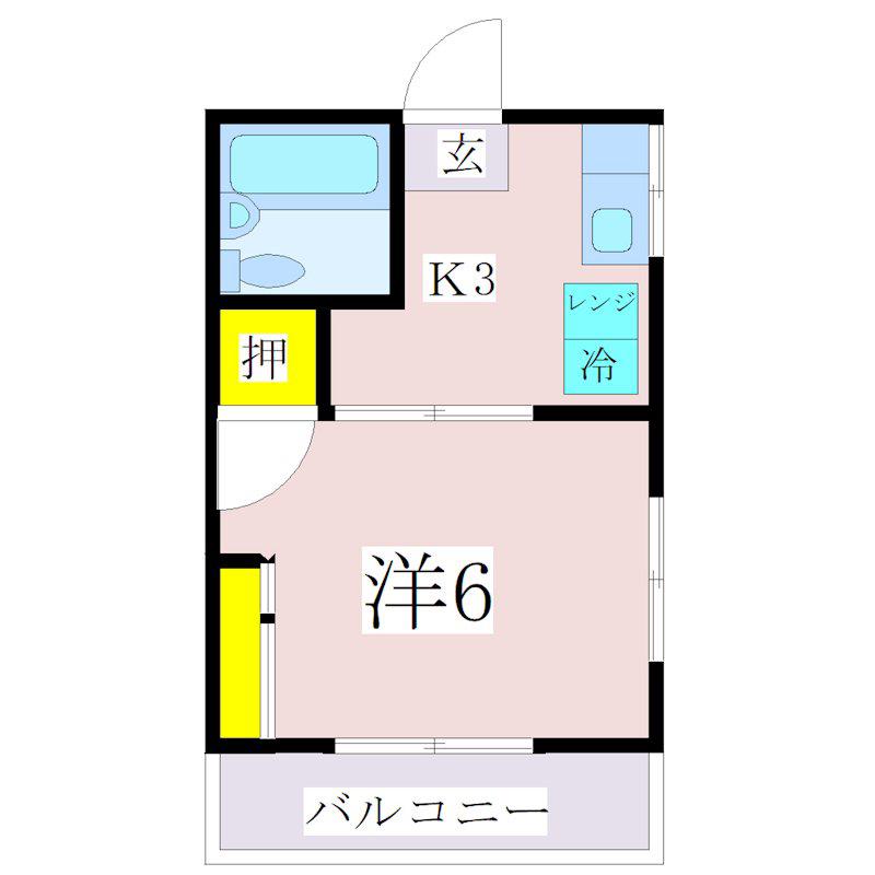 グリーンハウス(1K/2階)の間取り写真