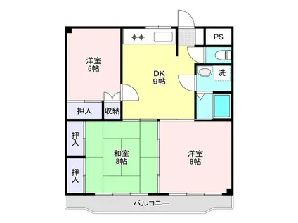 ビアン本間II(3DK/4階)の間取り写真