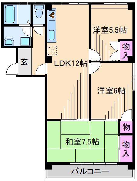 エミネンス妙蓮寺(3LDK/1階)の間取り写真