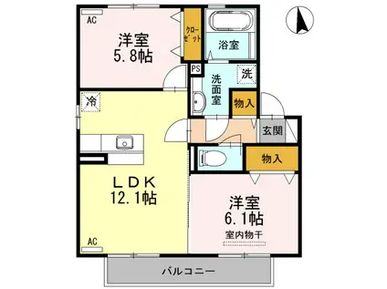 デマラージュA(2LDK/2階)の間取り写真