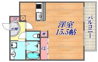 インペリアル新神戸(1K/9階)の間取り写真
