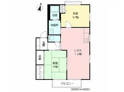 ビブレ高木 (2LDK/2階)の間取り写真