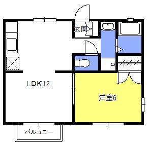 フロールF(1LDK/2階)の間取り写真