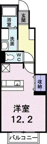 ボヌール・KB(ワンルーム/1階)の間取り写真