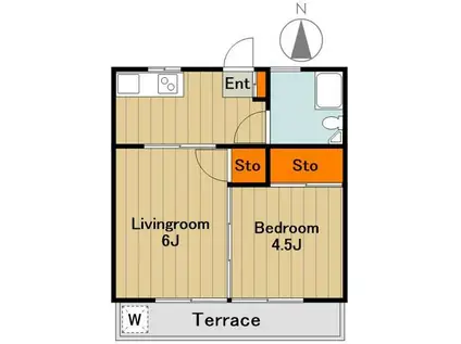 コーポ東浦(2K/1階)の間取り写真