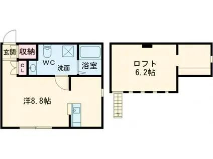 MAMAISON北六甲(1K/2階)の間取り写真