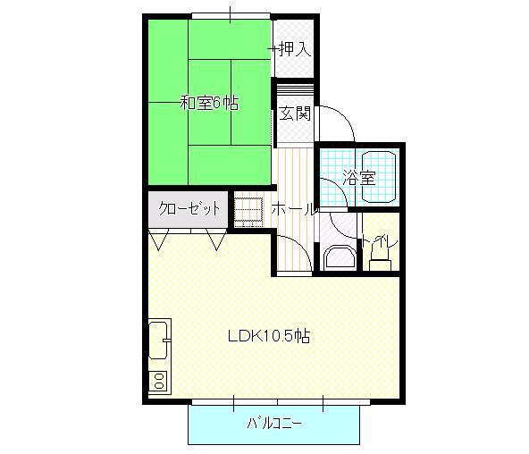パルム弐番館(1LDK/1階)の間取り写真