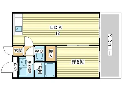 ドミール姫路(1LDK/4階)の間取り写真