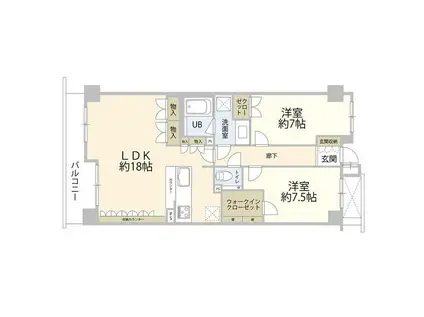 コスモ池田山公園(2LDK/3階)の間取り写真