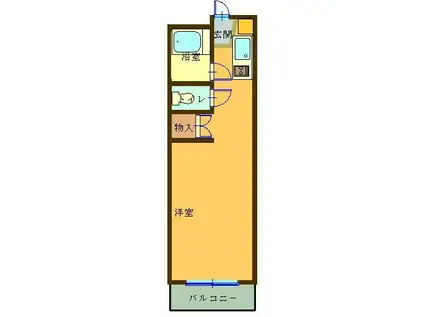 リバティ東伊場(1DK/4階)の間取り写真