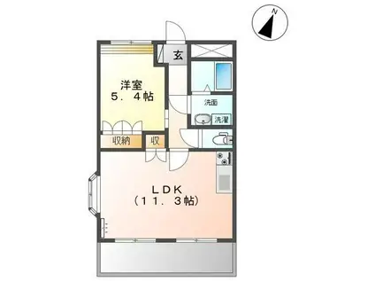 カトレア(1LDK/2階)の間取り写真