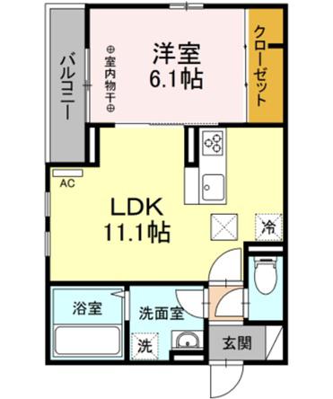 クワッド宮町(1LDK/1階)の間取り写真