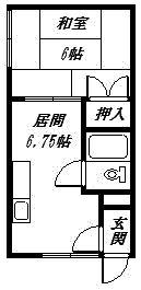コーポ昭月(1DK/2階)の間取り写真
