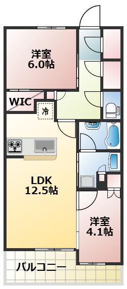 レ・ジェイド上通(2LDK/7階)の間取り写真