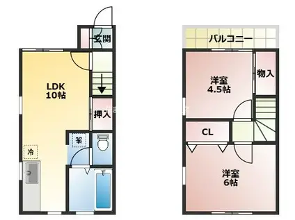 テラス・藤(2LDK/1階)の間取り写真
