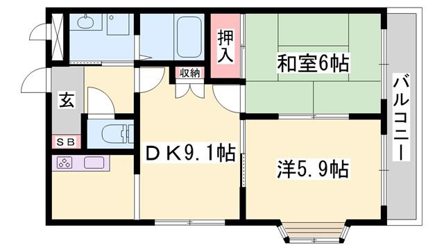 エクセルコート(2DK/2階)の間取り写真