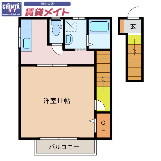 メルシー(1K/2階)の間取り写真
