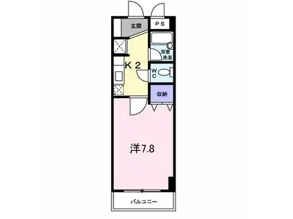 アウローラマンション(1K/2階)の間取り写真