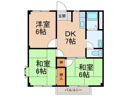 MハイツI(3DK/2階)の間取り写真