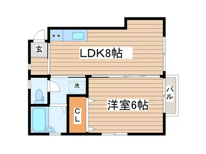 ベルメゾン(1LDK/1階)の間取り写真