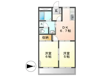 プレッソ・リーヴァII(2DK/2階)の間取り写真