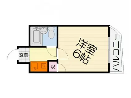 ラフォーレ助松(1K/3階)の間取り写真