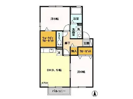 ラグラシューズ(2DK/2階)の間取り写真