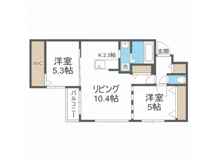 ビッグレジデンス山の手(2LDK/2階)の間取り写真