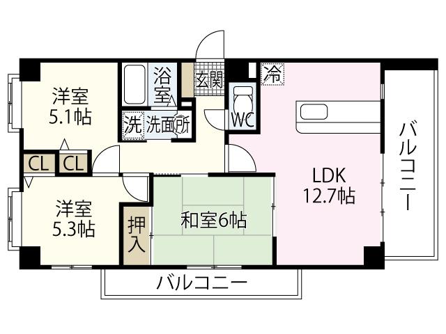 グリーンヒルみくまり(3LDK/2階)の間取り写真